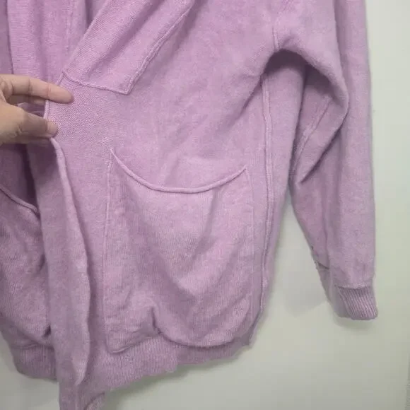 Free People Cashmere Duster Cardigan Size S Park Ave Lilac Pink Pockets Longline - Picture 4 of 9